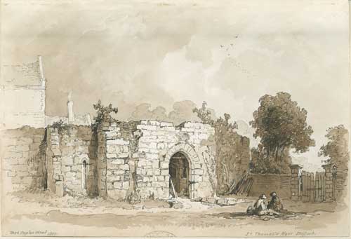 Pen And Ink Drawing Of The Remains Of The Priory Church Of St Thomas’ By Thomas Peploe Wood, 1839 ( WSL SV IX 106 )